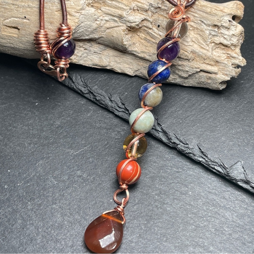 Gemstone Pendant Necklace With Carnelian Focal Boho Artisan Jewelry - Picture 3 of 12